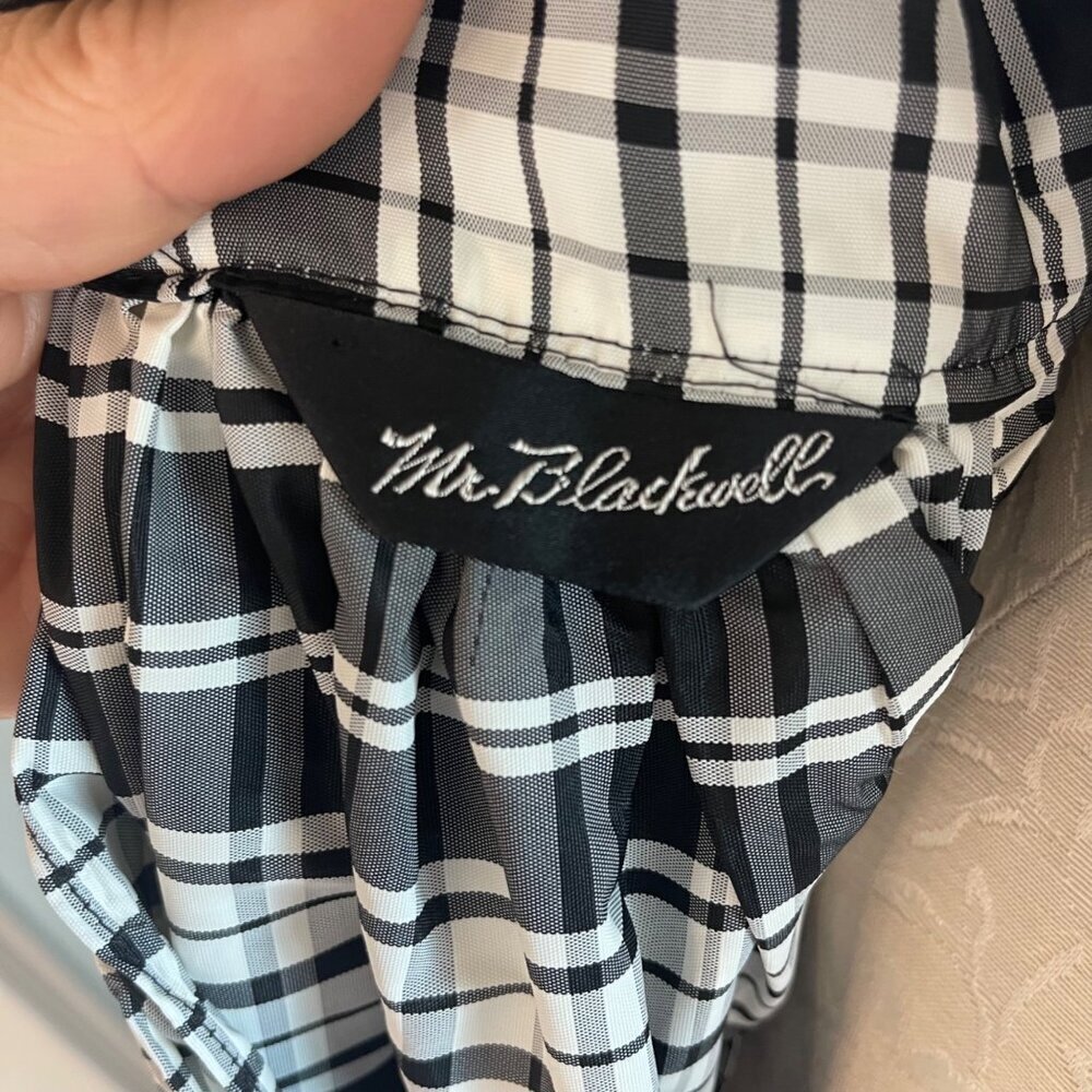 Mr. Blackwell Vintage Womens Taffeta Plaid Pinafore Black White One Size Rare - Picture 6 of 14
